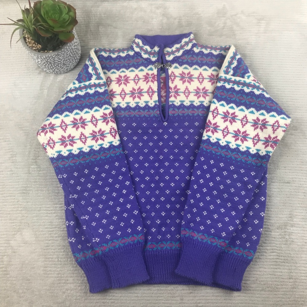 Vintage Stowe Woolens Mock Knit Wool Sweater